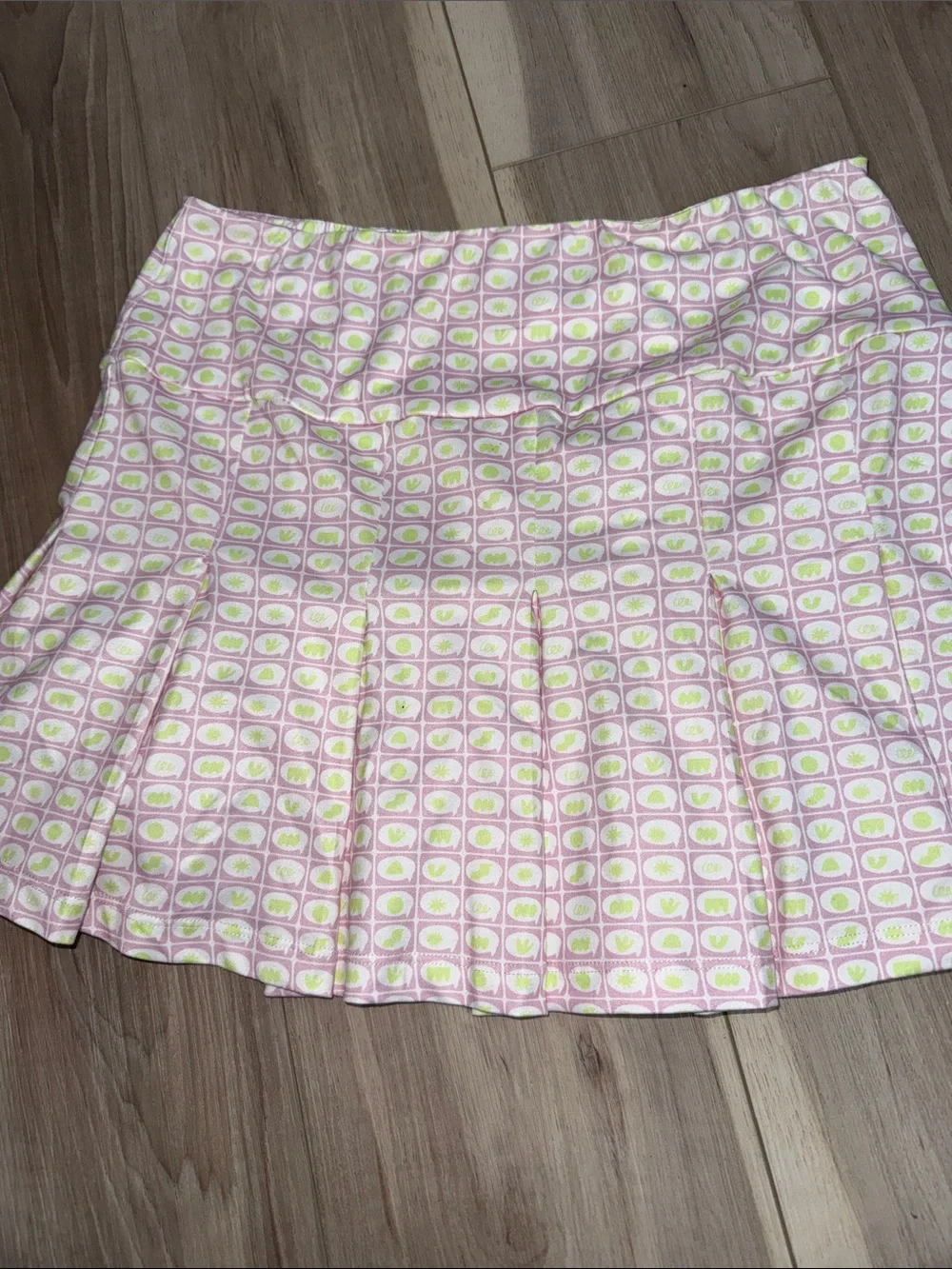 Elodie elastic waist pleated printed mini skirt size large